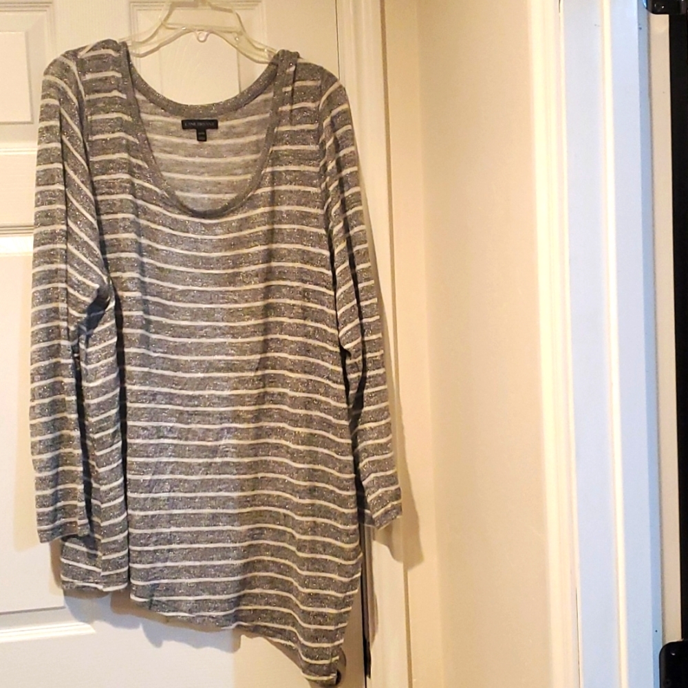 Lane Bryant silver and white striped sweater